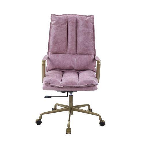 ACME Tinzud Office Chair, Pink Top Grain Leather