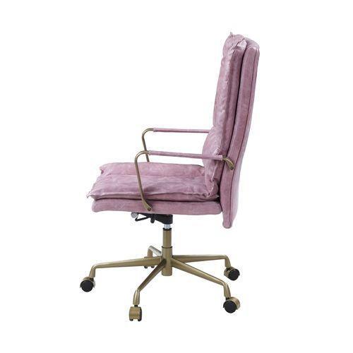 ACME Tinzud Office Chair, Pink Top Grain Leather