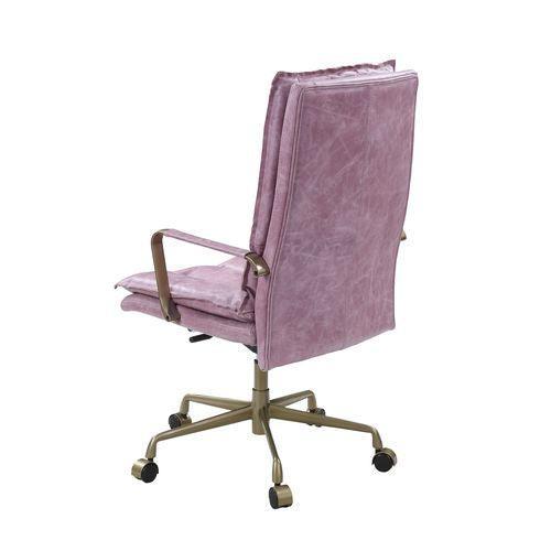 ACME Tinzud Office Chair, Pink Top Grain Leather