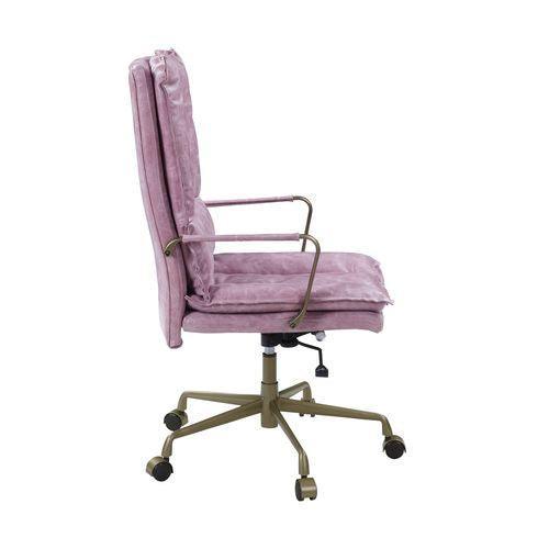 ACME Tinzud Office Chair, Pink Top Grain Leather