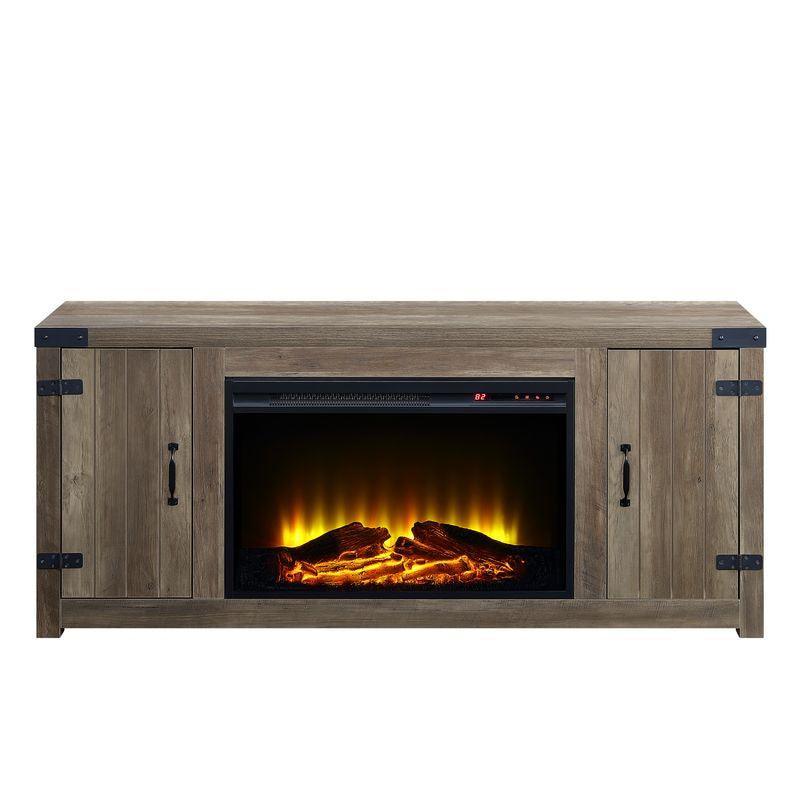 ACME Tobias Fireplace, Rustic Oak Finish