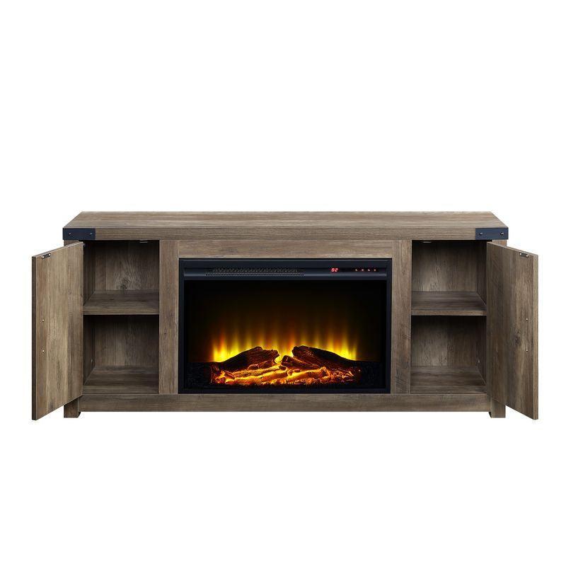 ACME Tobias Fireplace, Rustic Oak Finish