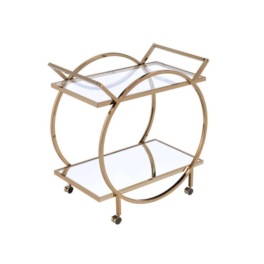 ACME Traverse Serving Cart, Champagne & Mirrored