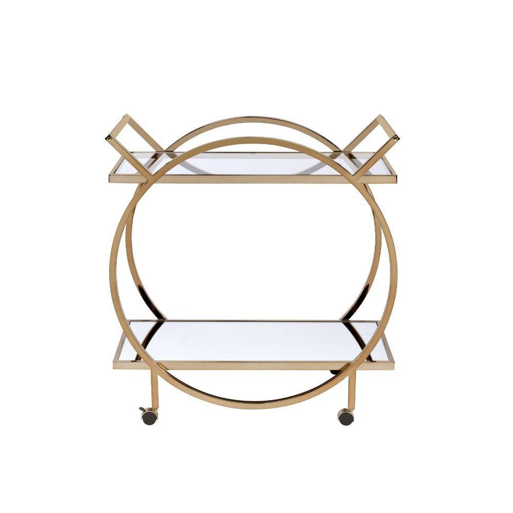 ACME Traverse Serving Cart, Champagne & Mirrored