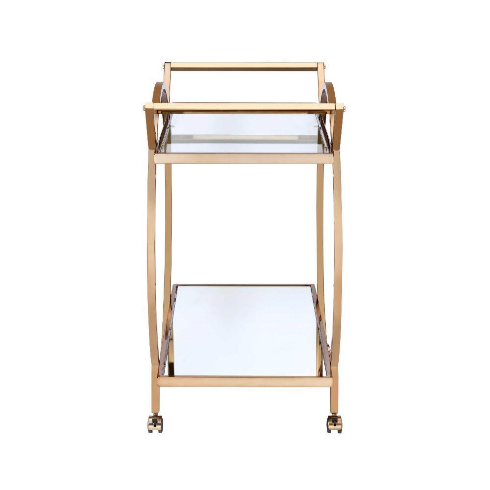 ACME Traverse Serving Cart, Champagne & Mirrored