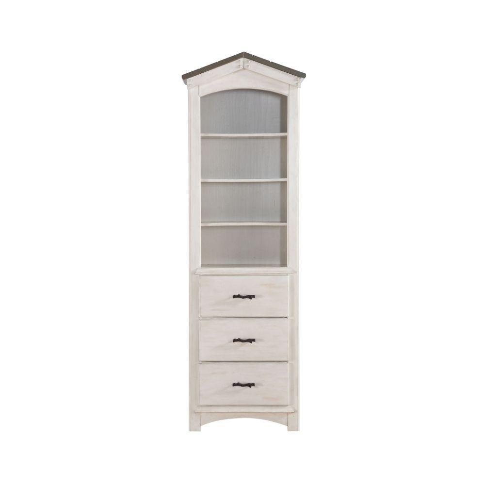 ACME Tree House Bookcase, Weathered White & Washed Gray