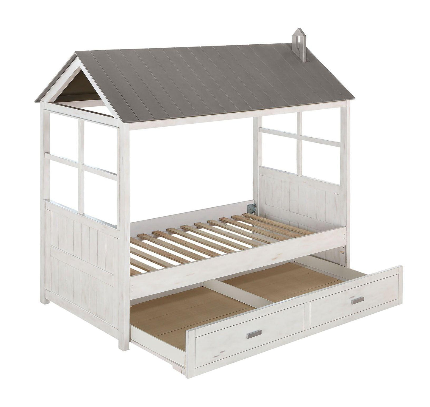 ACME Tree House II Twin Bed, Weathered White & Washed Gray  37170T