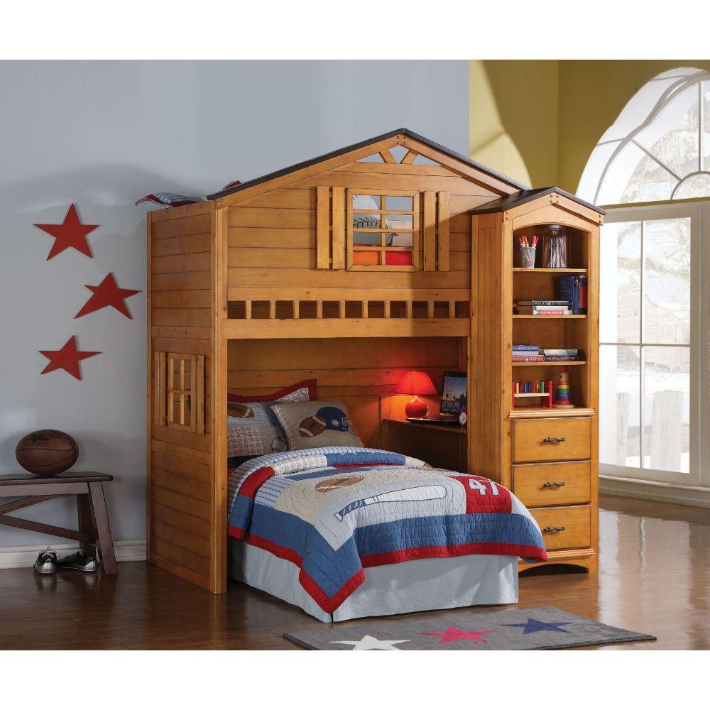 ACME Tree House Loft Bed, Rustic Oak  10160