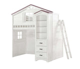 ACME Tree House Twin Loft Bed , Pink & White Finish