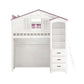 ACME Tree House Twin Loft Bed , Pink & White Finish