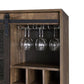 ACME Treju Wine Cabinet, Obscure Glass, Rustic Oak & Black Finish