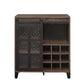 ACME Treju Wine Cabinet, Obscure Glass, Rustic Oak & Black Finish