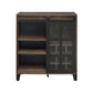 ACME Treju Wine Cabinet, Obscure Glass, Rustic Oak & Black Finish