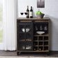 ACME Treju Wine Cabinet, Obscure Glass, Rustic Oak & Black Finish