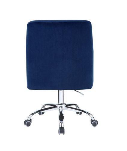 ACME Trenerry Office Chair, Blue Velvet & Chrome Finish