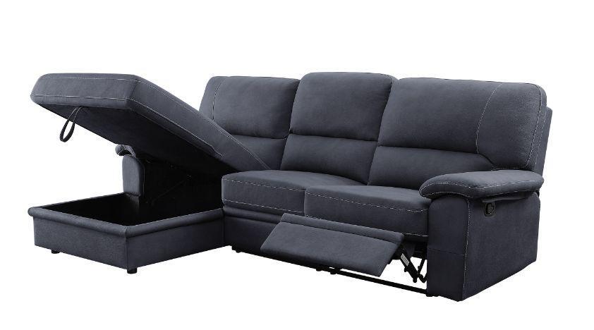 ACME Trifora Reclining Storage Sectional Sofa, Dark Gray Fabric