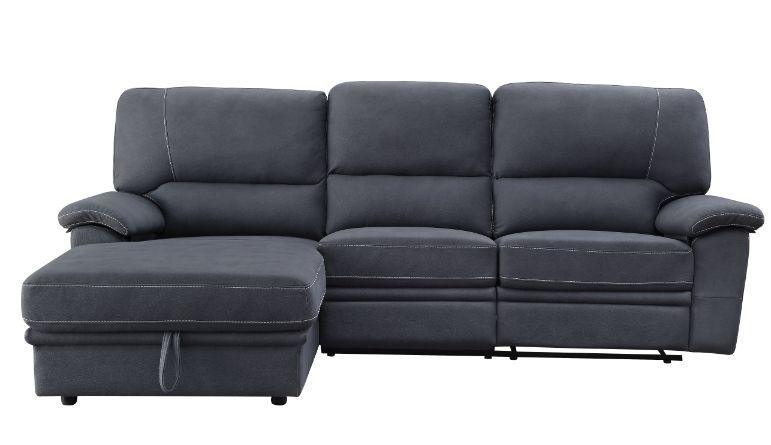 ACME Trifora Reclining Storage Sectional Sofa, Dark Gray Fabric