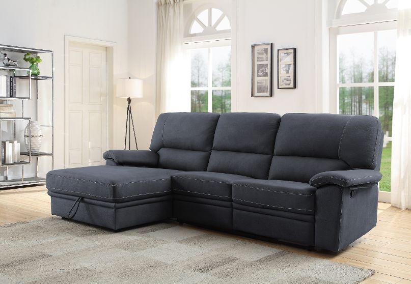 ACME Trifora Reclining Storage Sectional Sofa, Dark Gray Fabric