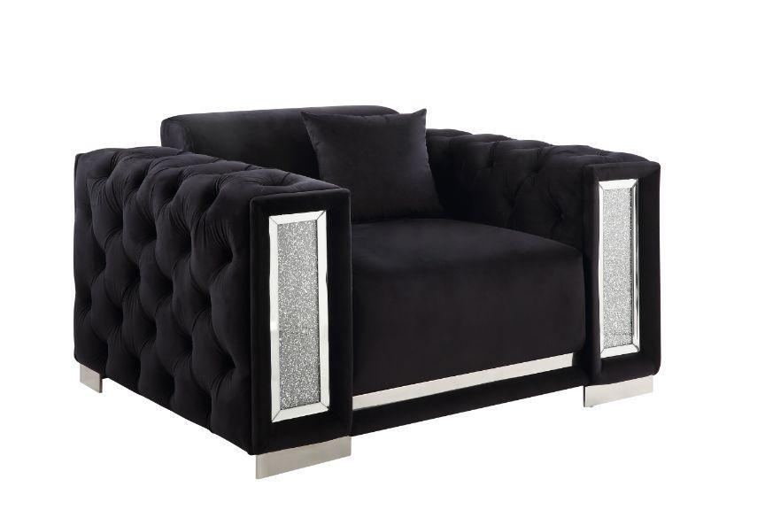 ACME Trislar Chair w/Pillow, Black Velvet