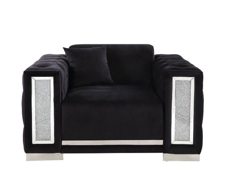 ACME Trislar Chair w/Pillow, Black Velvet