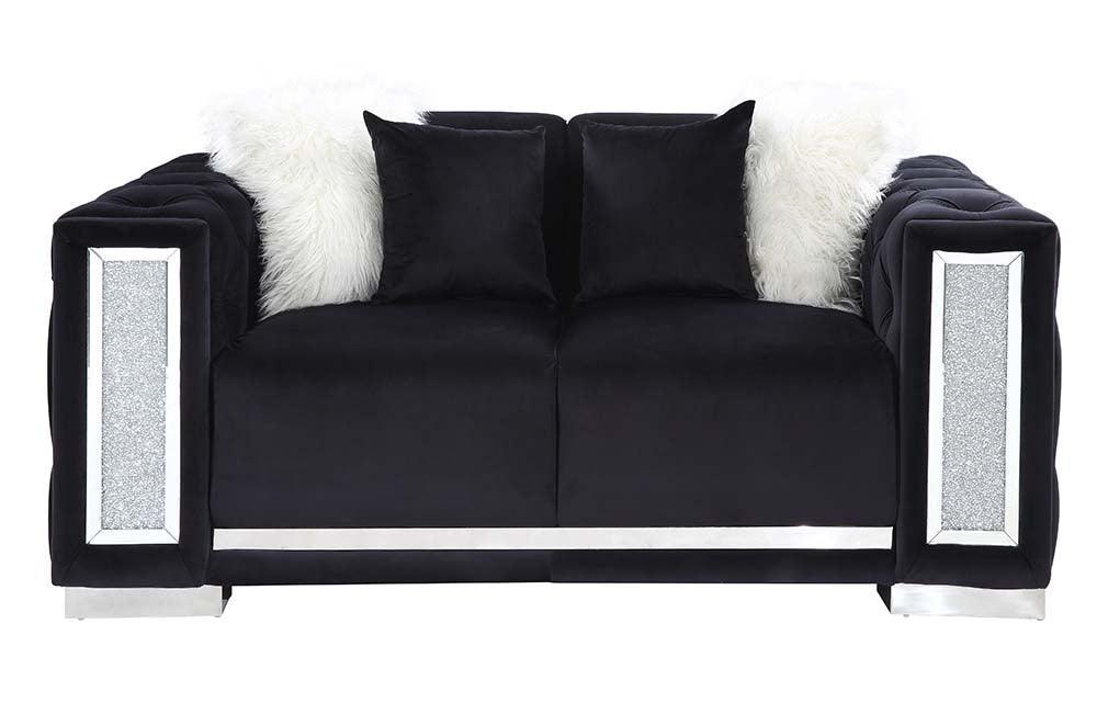 ACME Trislar Loveseat w/4 Pillows, Black Velvet 1