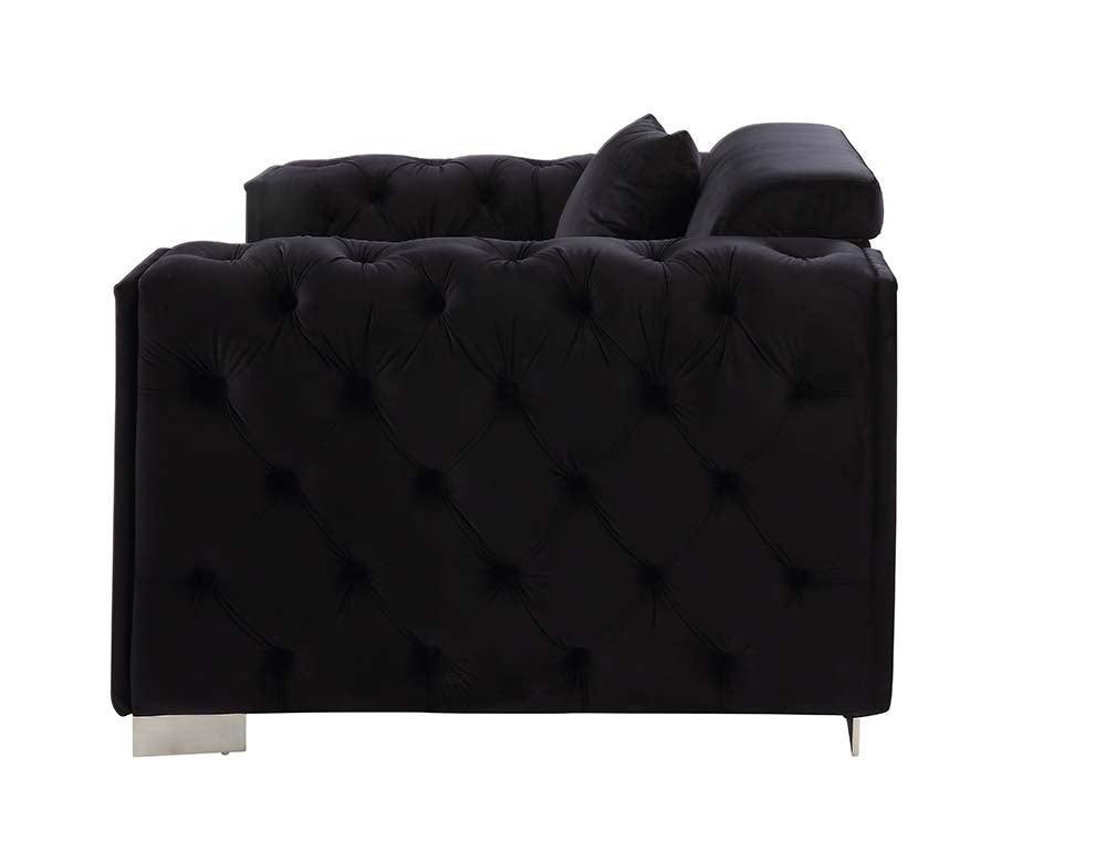 ACME Trislar Loveseat w/4 Pillows, Black Velvet 1