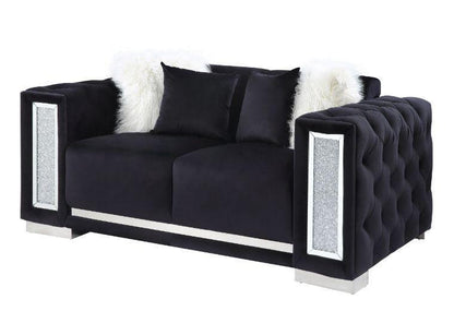 ACME Trislar Loveseat w/4 Pillows, Black Velvet