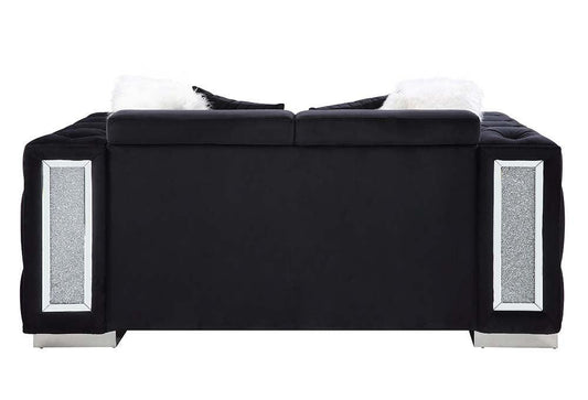 ACME Trislar Loveseat w/4 Pillows, Black Velvet 1