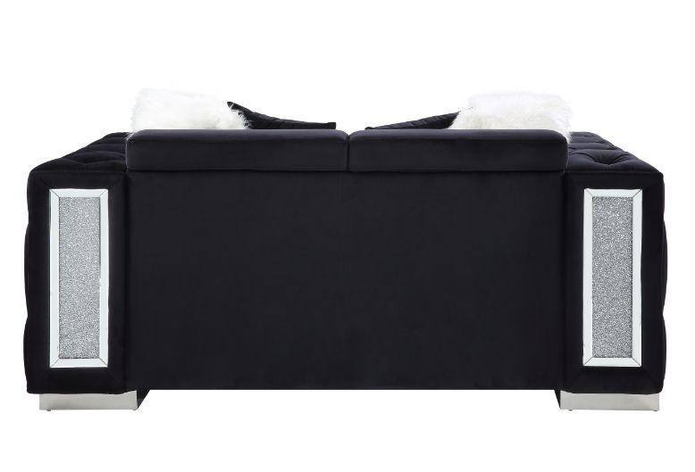 ACME Trislar Loveseat w/4 Pillows, Black Velvet