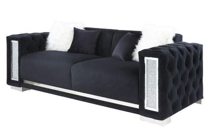 ACME Trislar Sofa w/4 Pillows 1, Black Velvet