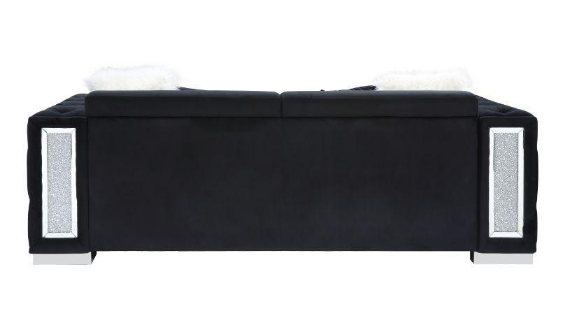 ACME Trislar Sofa w/4 Pillows 1, Black Velvet