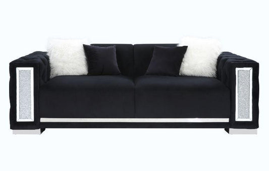 ACME Trislar Sofa w/4 Pillows 1, Black Velvet