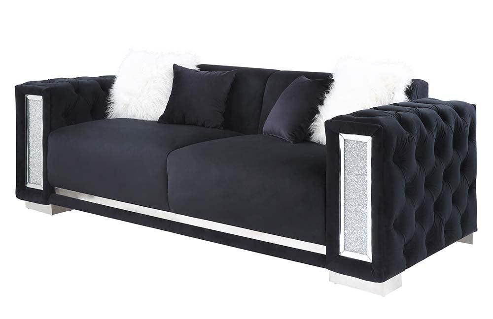 ACME Trislar Sofa w/4 Pillows, Black Velvet 1