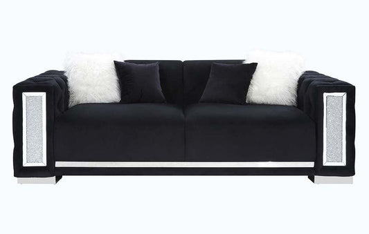 ACME Trislar Sofa w/4 Pillows, Black Velvet 1