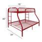 ACME Tritan Twin/Full Bunk Bed, Red