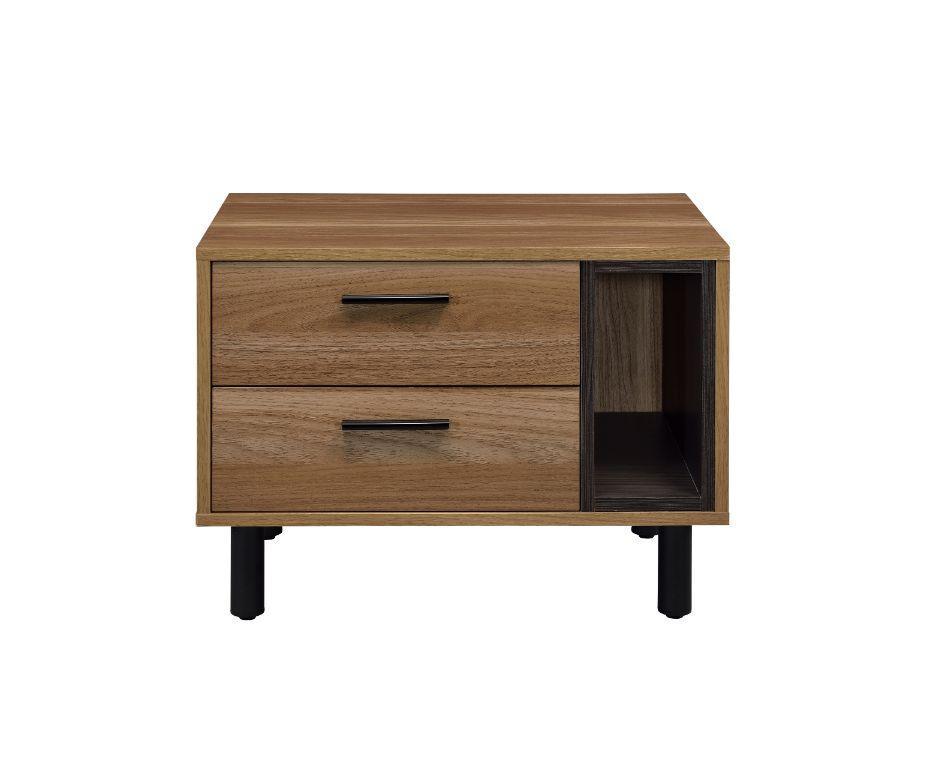 ACME Trolgar Accent Table, Brown Oak & Black Finish