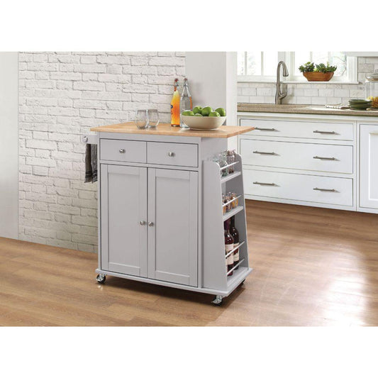 ACME Tullarick Kitchen Cart, Natural & Gray