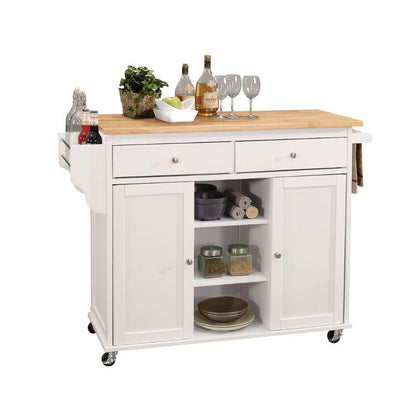 ACME Tullarick Kitchen Cart, Natural & White