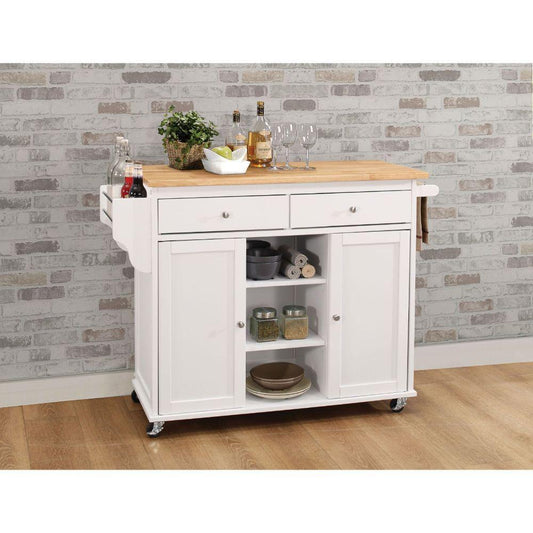 ACME Tullarick Kitchen Cart, Natural & White