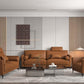 Tussio Loveseat w/5 Pillows, Saddle Tan Leather