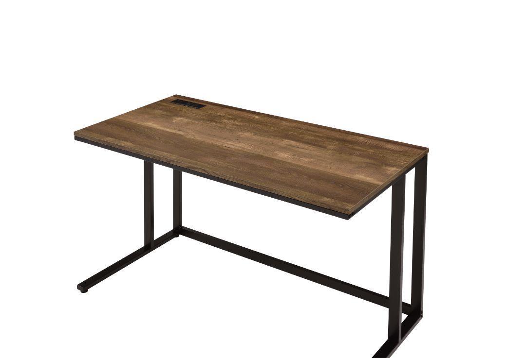 ACME Tyrese Built-in USB Port Writing Desk, Walnut & Black Finish