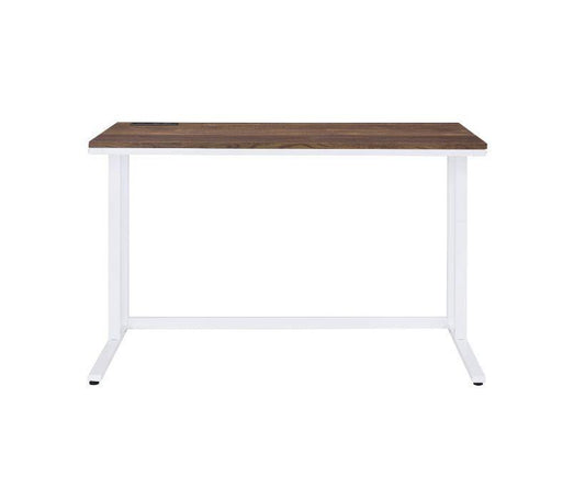 ACME Tyrese Built-in USB Port Writing Desk, Walnut & White Finish