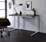 Tyrese Built-in USB Port Writing Desk, Walnut & White
