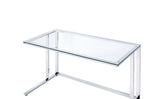 ACME Tyrese Writing Desk, Clear Glass & Chrome Finish