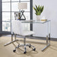 ACME Tyrese Writing Desk, Clear Glass & Chrome Finish