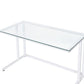 ACME Tyrese Writing Desk, Clear Glass & White Finish