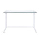 ACME Tyrese Writing Desk, Clear Glass & White Finish