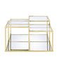 ACME Uchenna Coffee Table, Clear Glass & Gold Finish