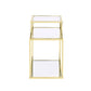 ACME Uchenna Side Table, Clear Glass & Gold Finish