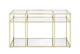 ACME Uchenna Sofa Table, Clear Glass & Gold Finish